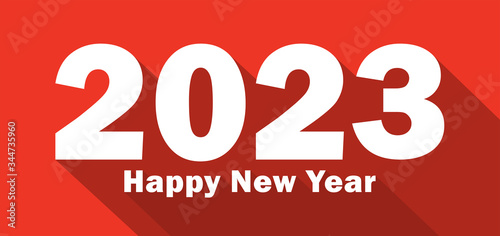 Happy New Year 2023 Long Shadow Design Template. Modern Design for Invitations, Cards or Prints.