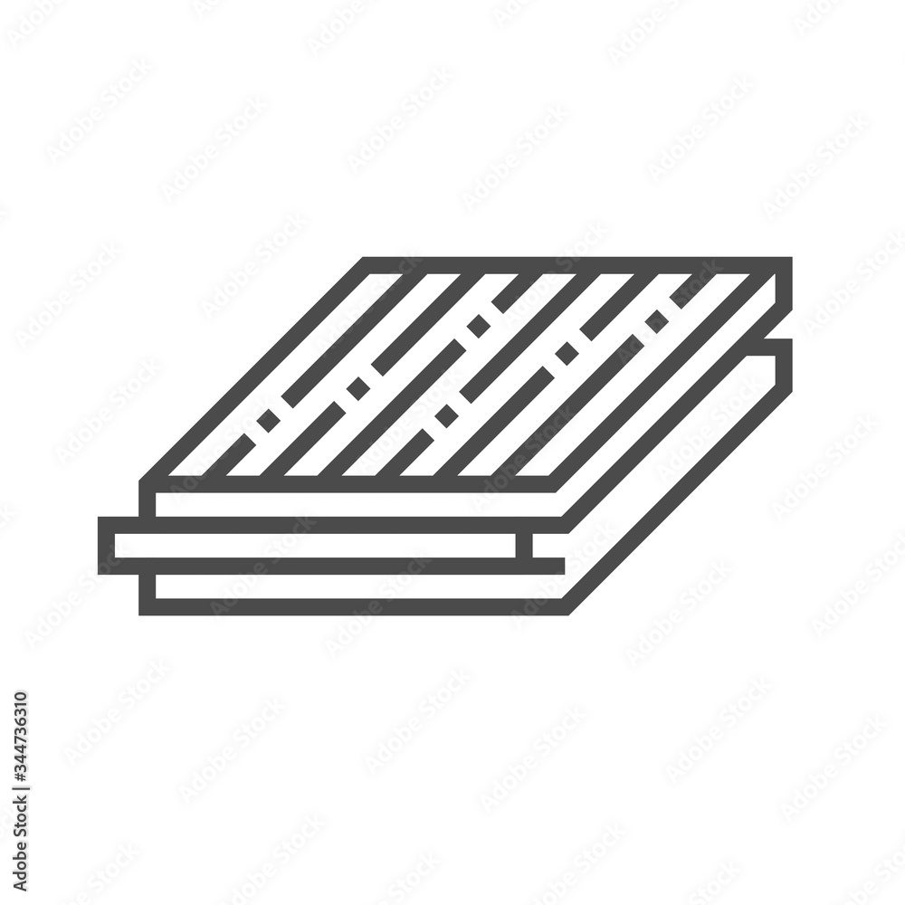Engineered wood flooring vector icon. That is a floor finishing material for home interior decoration. Consist of hardwood layer bonded over plywood. Include tongue and groove for joining with other. Engineered wood flooring vector icon. That is a floor finishing material for home interior decoration. Consist of hardwood layer bonded over plywood. Include tongue and groove for joining with other.