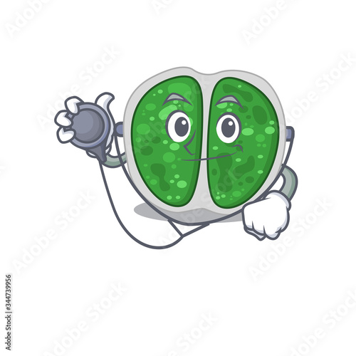 Chroococcales bacteria in doctor cartoon character with tools