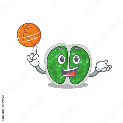 Gorgeous chroococcales bacteria mascot design style with basketball