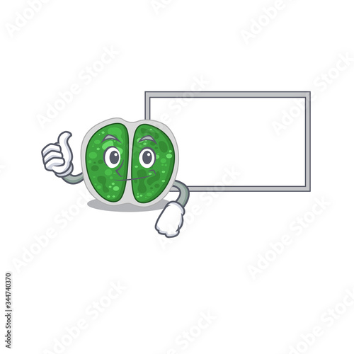 Humorous chroococcales bacteria cartoon design Thumbs up bring a white board