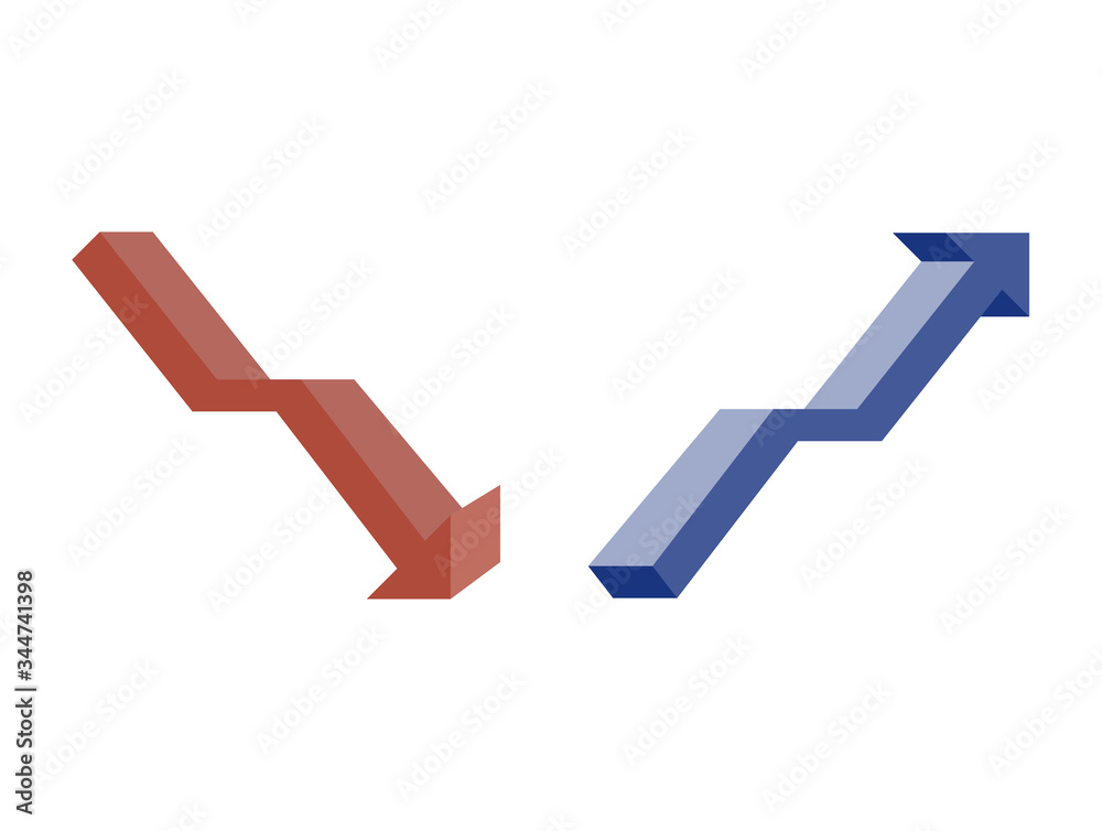 Stock Business graph Red arrow and Blue arrow , financial concepts Stock Business graph Red arrow and Blue arrow , financial concepts