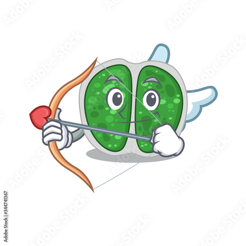 Chroococcales bacteria in cupid cartoon character with arrow and wings