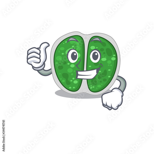 Chroococcales bacteria cartoon character design making OK gesture