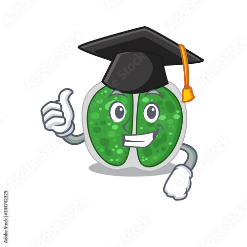 Happy face of chroococcales bacteria in black graduation hat for the ceremony