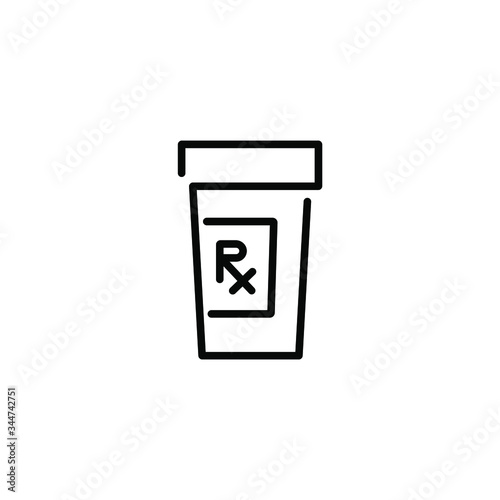 Paracetamol drug bottle thin icon in trendy flat style isolated on white background. Symbol for your web site design, logo, app, UI. Vector illustration, EPS