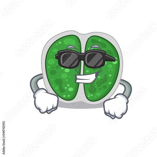 Cool chroococcales bacteria cartoon character wearing expensive black glasses