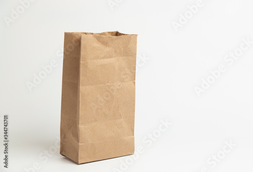 Paper bag mockup on white background - craft paper bag made of eco-friendly and reusable materials