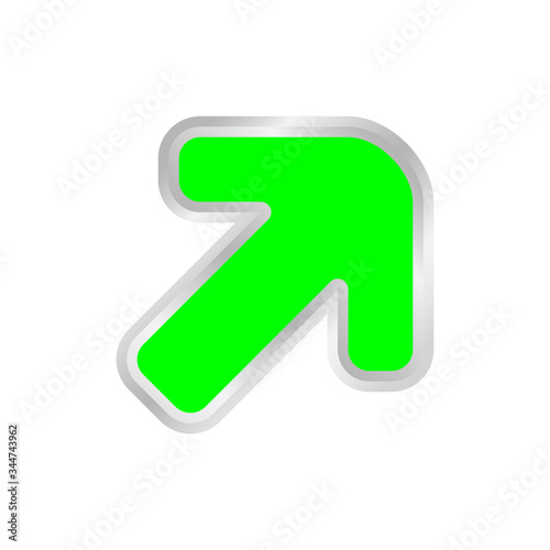 green arrow pointing right up, clip art green arrow icon pointing for right up, 3d arrow symbol indicates green direction pointing to right up, illustrations arrow buttons right up isolated
