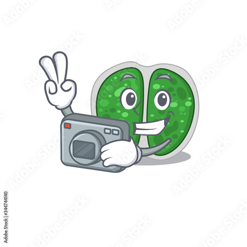 Chroococcales bacteria mascot design as a professional photographer working with camera