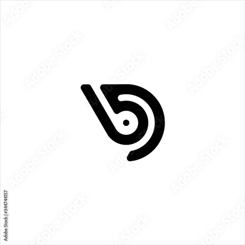 bd initial overlapping rounded letter logo and play