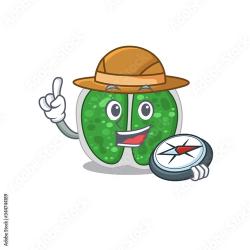 mascot design concept of chroococcales bacteria explorer with a compass
