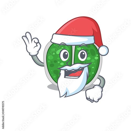 Chroococcales bacteria Santa cartoon character with cute ok finger