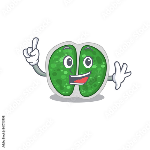Chroococcales bacteria mascot character design with one finger gesture