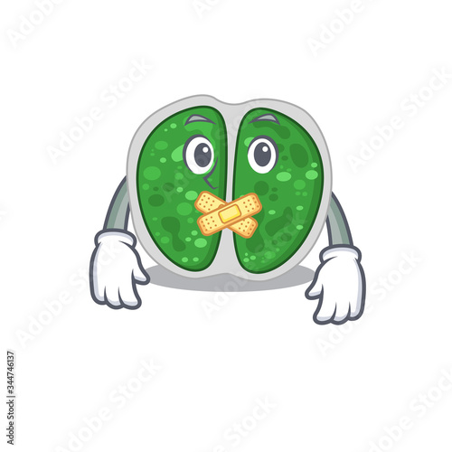Chroococcales bacteria cartoon character style with mysterious silent gesture