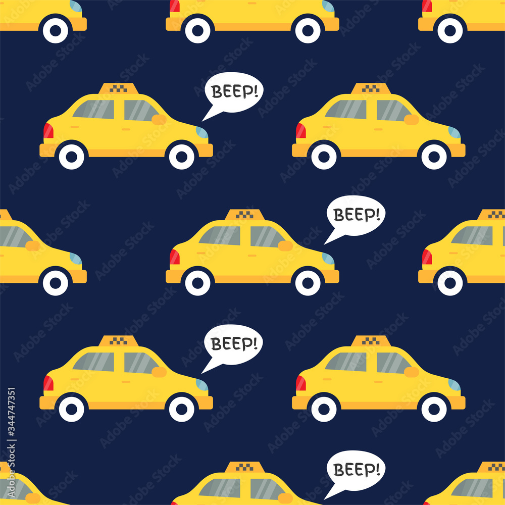 Fototapeta premium Taxi. Cartoon Transportation Background.
