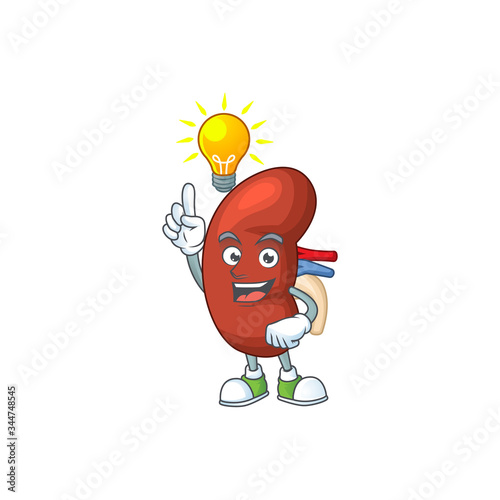 A genius leaf human kidney mascot character design have an idea