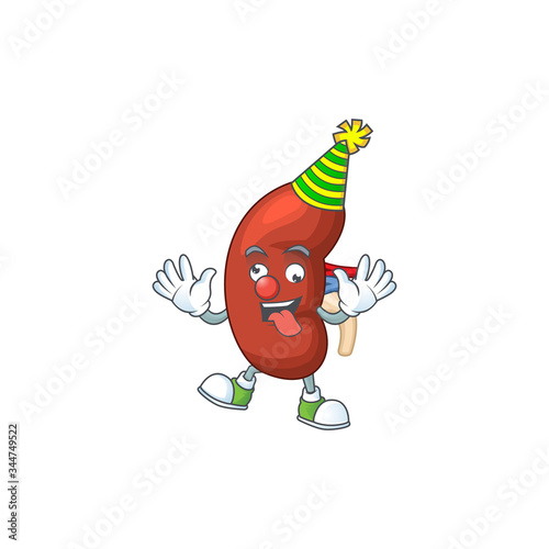 Amusing Clown leaf human kidney cartoon character mascot style