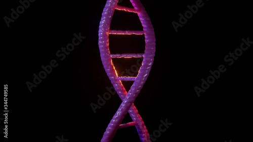 3D Rendered Illustration, visualisation of a spinning DNA double helix