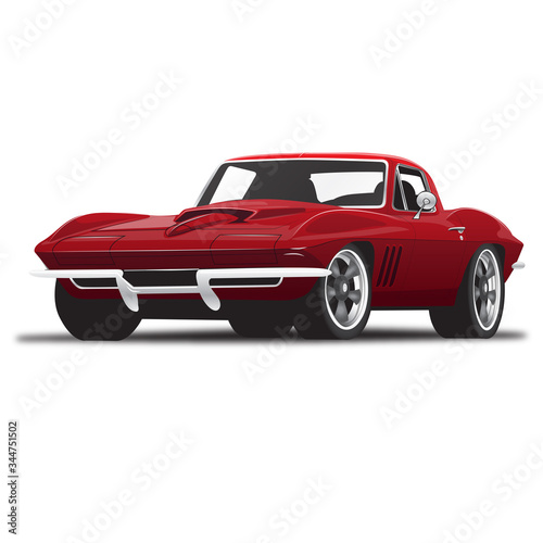 Red 1960's Vintage Classic muscle Sports Car