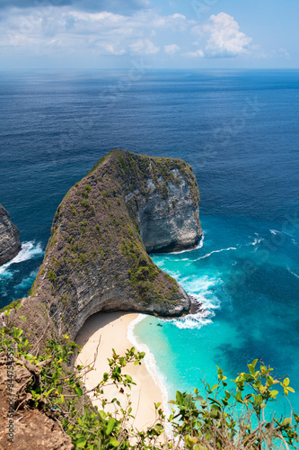 Bright blue sea and cliff landscape in Penida island in Indenesia