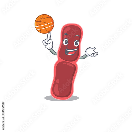Gorgeous bacillus bacteria mascot design style with basketball