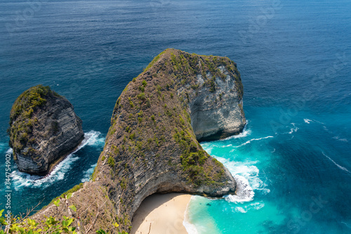 Bright blue sea and cliff landscape in Penida island in Indenesia