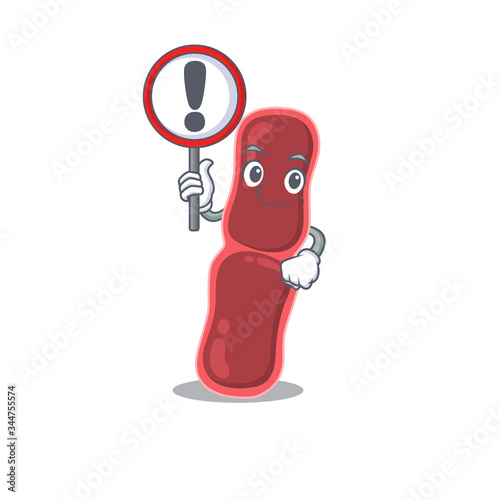 An icon of bacillus bacteria cartoon design style with a sign board