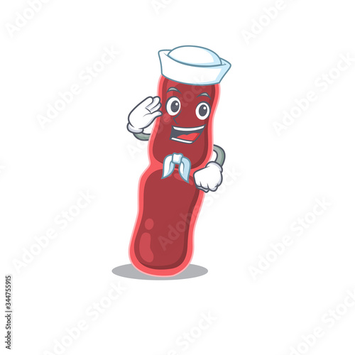 Sailor cartoon character of bacillus bacteria with white hat