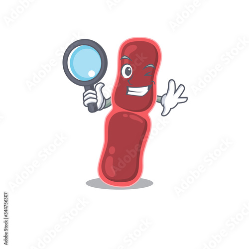 Smart Detective of bacillus bacteria mascot design style with tools