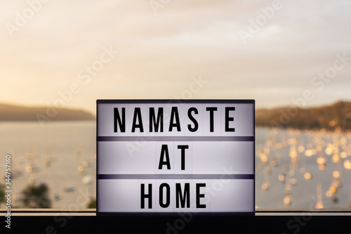 light box with message  namaste at home