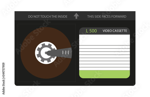 Retro Betamax Video Cassette Tape. Old technology vector illustration