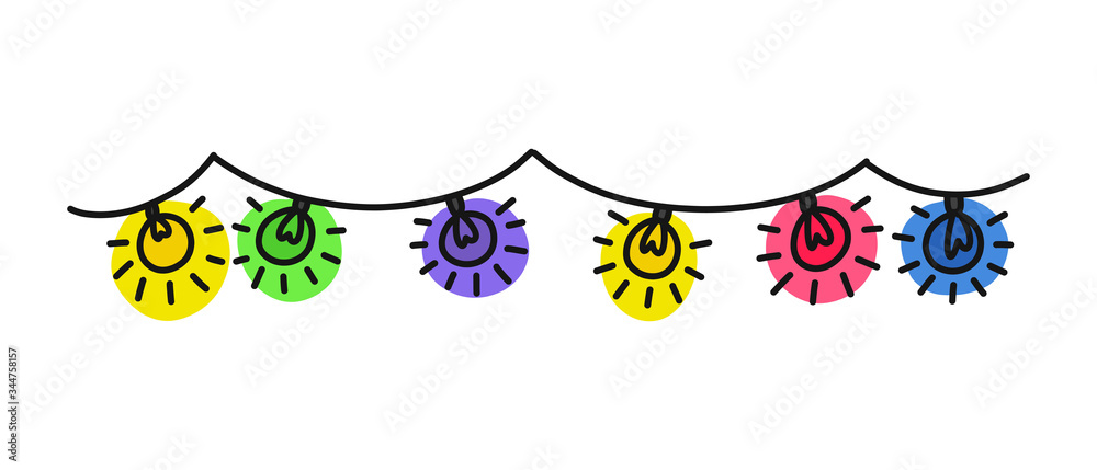 garland with bulbs doodle icon, vector illustration
