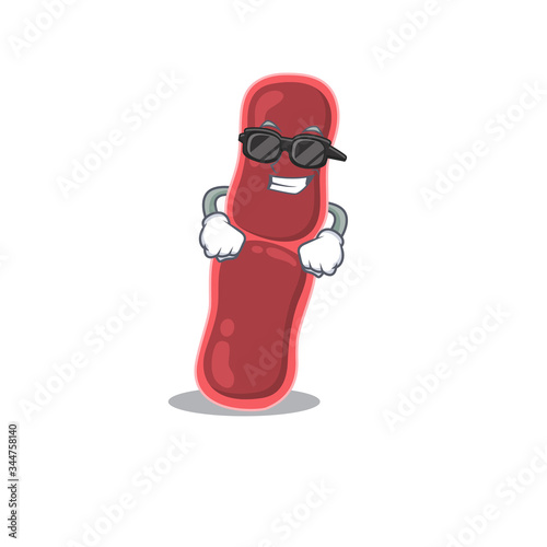 Cool bacillus bacteria cartoon character wearing expensive black glasses