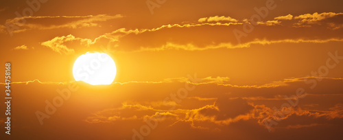 Fototapeta Naklejka Na Ścianę i Meble -  Sunset panorama and big Sun.
