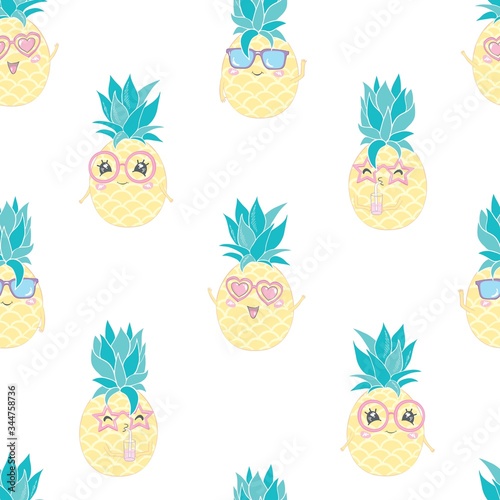 seamless pineapple pattern vector illustration