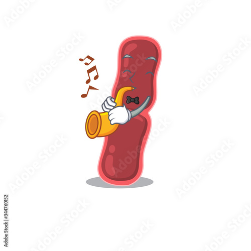 Talented musician of bacillus bacteria cartoon design playing a trumpet