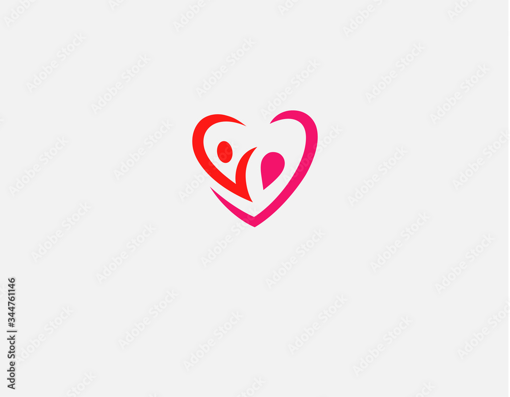 Creative bright red logo icon heart, the image of people and society for your company. Creative bright red logo icon heart, the image of people and society for your company.