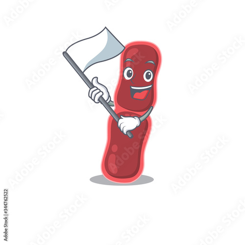 A nationalistic bacillus bacteria mascot character design with flag