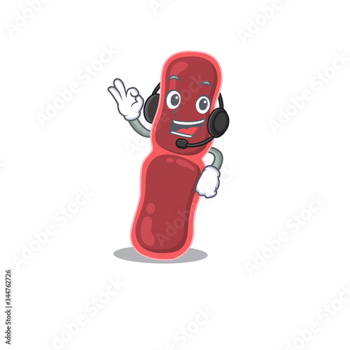 A gorgeous bacillus bacteria mascot character concept wearing headphone
