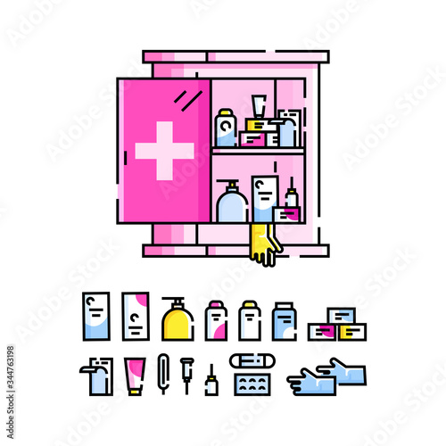 Medical chest filled with drugs and pills.