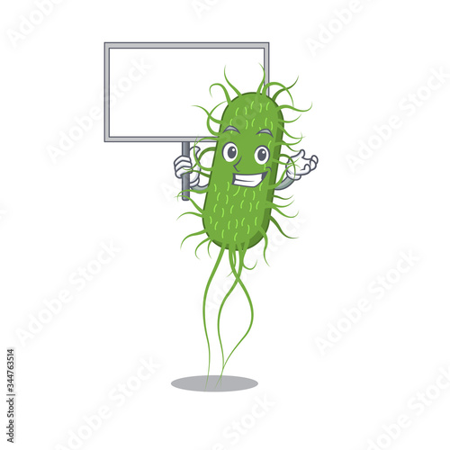An icon of e.coli bacteria mascot design style bring a board