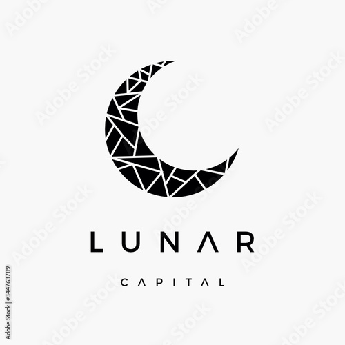 Crystal moon lunar capital business logo design inspiration vector icon illustration custom logo design