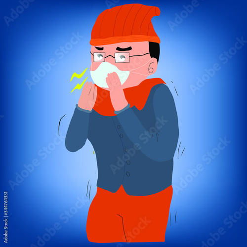 people man fever with mask showing COVID-19 Coronavirus
