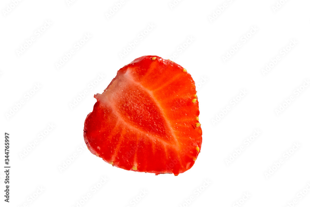 Half of ripe strawberries on a white background. Half of ripe strawberries on a white background.