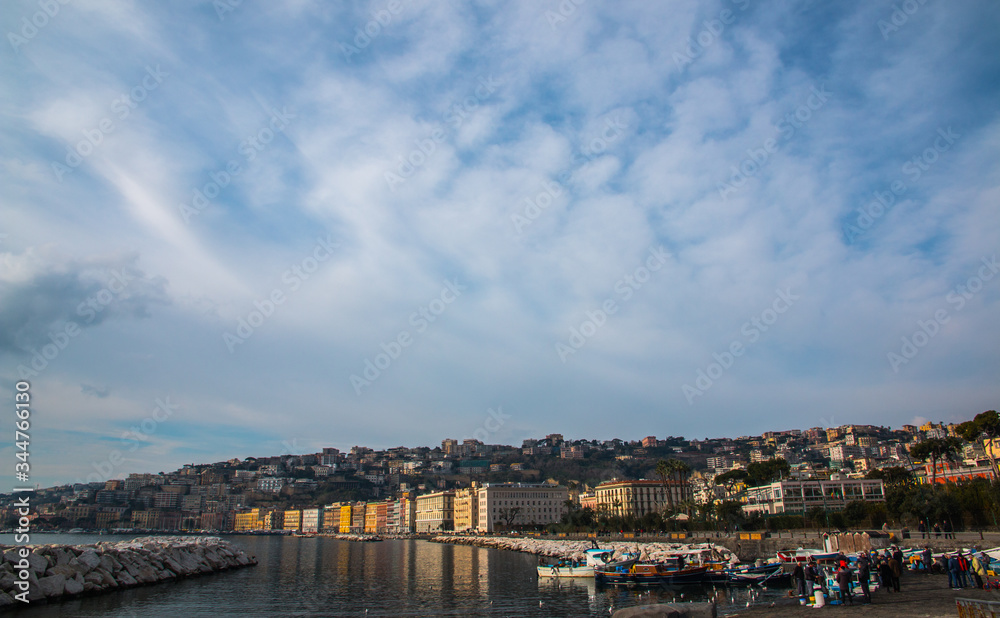 panoramic view of Naples, a city near Tyrrhenian sea