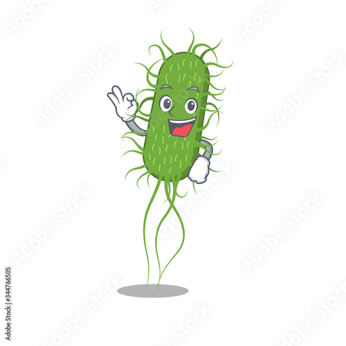 E.coli bacteria mascot design style with an Okay gesture finger photo