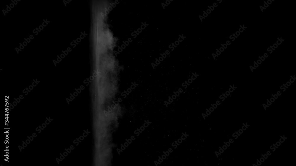 A dusty bullet hits a wall with flying debris. Powder explosion on a black background. Exposure to dust particles. Dust explosion on a black background, slow motion close-up. A dusty bullet hits a wall with flying debris. Powder explosion on a black background. Exposure to dust particles. Dust explosion on a black background, slow motion close-up.