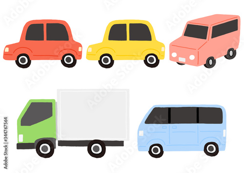 車のセット　乗用車　トラック
