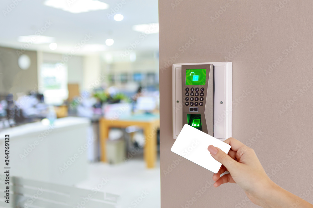 Electronic key card and finger scan access control system to lock and unlock doors. Electronic key card and finger scan access control system to lock and unlock doors.